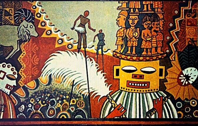 Epa Masking and Àgéré Stilt Festival — Soil on Masonite Board